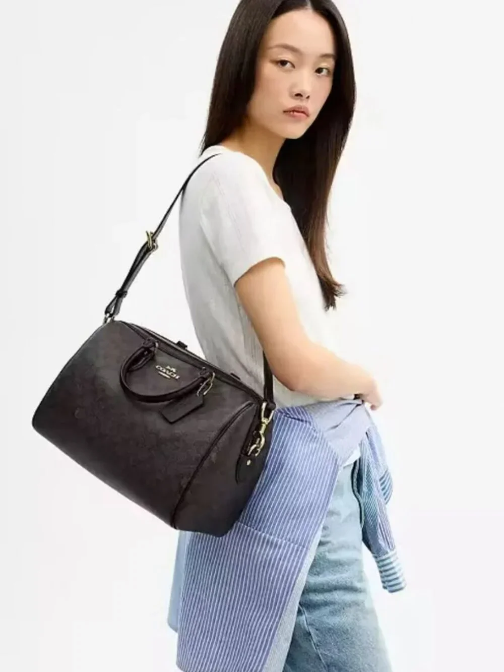 coach Rowan Large Satchel Bag In Signature Canvas cey74